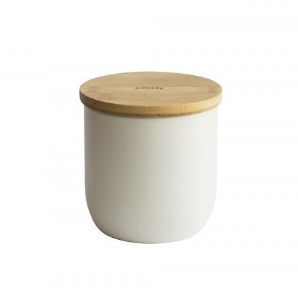 Metallburk med bambulock, 1,2L, PEBBLY OPAQUE COFFEE JAR, Ã˜ 12 x H 12 cm, Offwhite / Natur i gruppen Förvaring / Köksförvaring / Förvaringslådor och burkar hos SmartaSaker.se (42221)