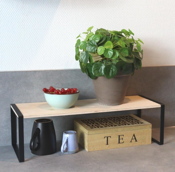Mini hylla, BLACK & WOOD KITCHEN RACK, 50,5 x 18 x H 15 cm, Natur / Svart i gruppen Förvaring / Köksförvaring / Förvaringslådor och burkar hos SmartaSaker.se (42238)