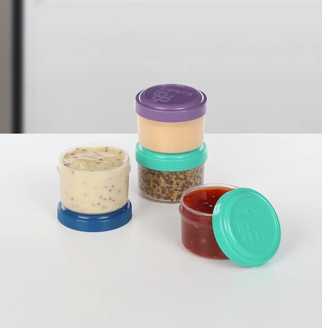 Miniburkar för dressing mm, 4 st, SISTEMA TO GO, 35 ml, Mix i gruppen Förvaring / Köksförvaring / Matlådor / Sistema matlådor hos SmartaSaker.se (42242)