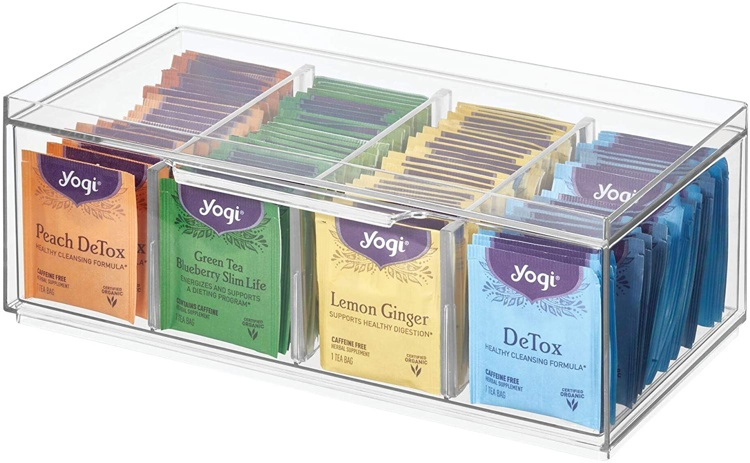 Minibyrå, Stapelbar, 4 fack, CRISP TEA ORGANIZER, 32 x 16 x H11,5cm, Transparent i gruppen Förvaring / Köksförvaring / Förvaringslådor och burkar hos SmartaSaker.se (42269)