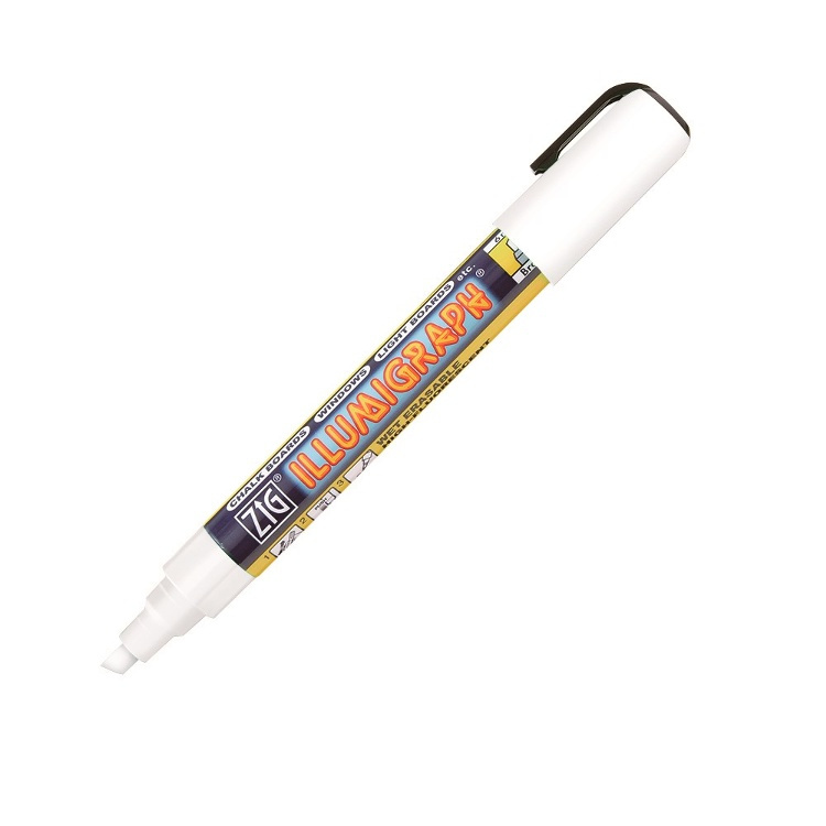 Märkpenna, ZIG CHALK MARKER ILLUMIGRAPH, 6 mm, Vit skrift i gruppen Förvaring / Kontorsmaterial hos SmartaSaker.se (42295)