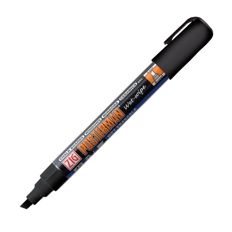 Märkpenna, ZIG CHALK MARKER POSTERMAN WET-WIPE PMA-550, 6 mm, Svart skrift i gruppen Förvaring / Kontorsmaterial hos SmartaSaker.se (42296)