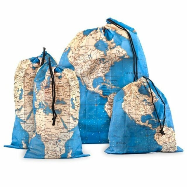 Packpåsar för Resan, 4-pack, AROUND THE WORLD BAGS, Blå / Beige i gruppen Förvaring / Förvaring på resa / Packpåsar och packkuber hos SmartaSaker.se (42325)