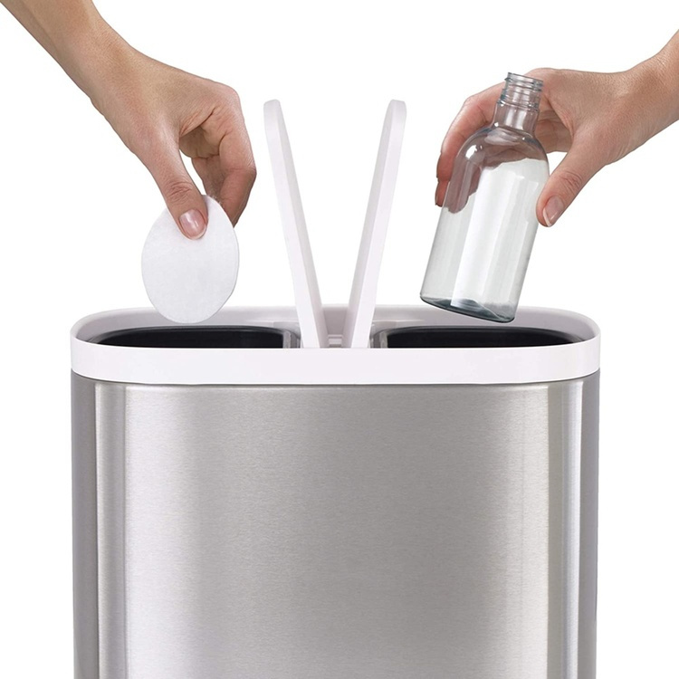 Papperskorg med pedal, 2-delad, SPLIT STEEL RECYCLER, 6 Liter, Joseph Joseph, Silver / Vit i gruppen Förvaring / Städförvaring och sopsortering / Sopsortering hos SmartaSaker.se (42383)