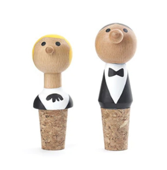 Proppar till vinflaskor, 2 st, WAITER WINE STOPPERS, Vit / Svart i gruppen Förvaring / Köksförvaring hos SmartaSaker.se (42439)