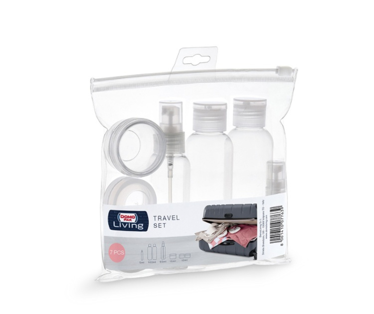 Resekit med mini-burkar, Set med 7 delar, LIVING TRAVEL SET, Klar i gruppen Förvaring / Förvaring på resa / Packpåsar och packkuber hos SmartaSaker.se (42473)