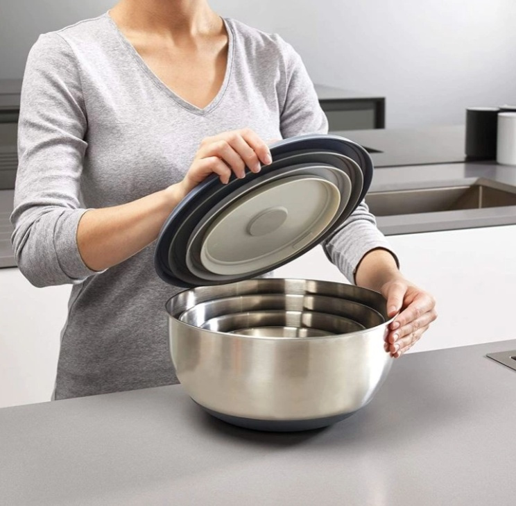 Rostfria skålar med lock, 4 st, PREP & STORE BOWL SET, Joseph Joseph, Silver / Grå i gruppen Förvaring / Köksförvaring / Förvaringslådor och burkar hos SmartaSaker.se (42476)