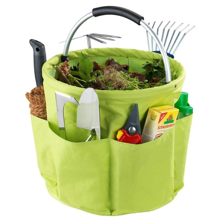 Rund korg med förvaringsfickor, Superlätt, UNIVERSAL CADDY XL, Ø 35 x H 35 cm, Limegrön i gruppen Förvaring / Förråd- och garageförvaring / Korgar och hinkar hos SmartaSaker.se (42480)