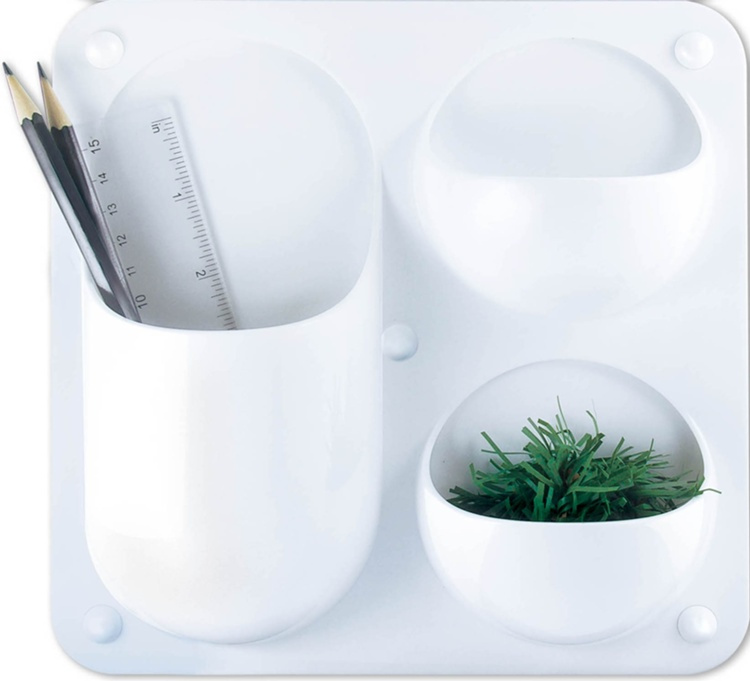 Självhäftande / Magnetisk Väggförvaring, 3 fack, POCKET, 21 x H21 cm, Vit i gruppen Förvaring / Kontorsmaterial hos SmartaSaker.se (42497)