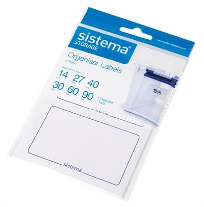 Självhäftande etiketter, 8 st, ORGANISER LABELS, 9,8 x H 5,5 cm, Sistema, Vita i gruppen Förvaring / Magneter och självhäftande / Skyltar och etiketter hos SmartaSaker.se (42502)