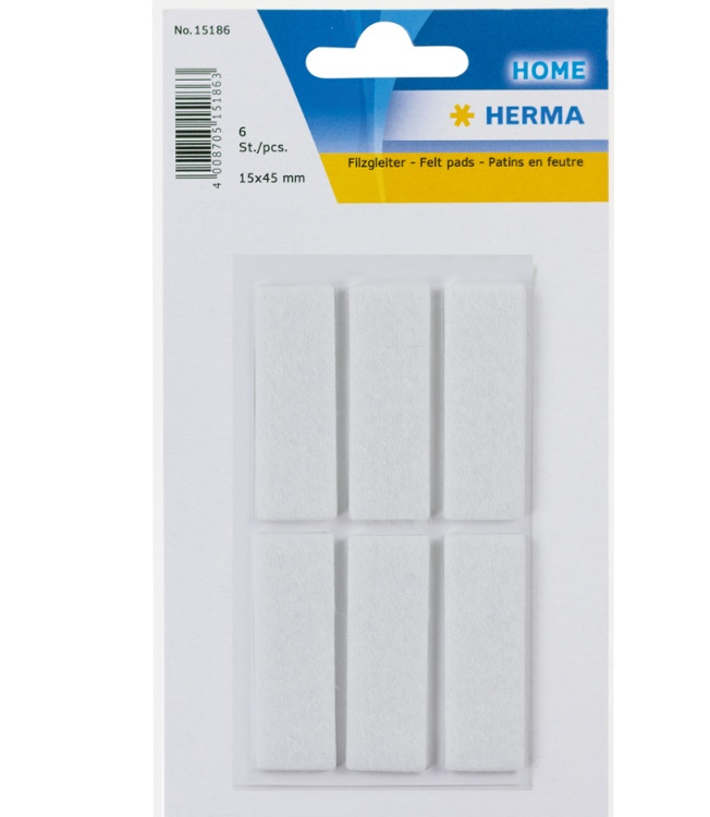 Självhäftande Filttassar, 6 st, PROTECTIV FELTPADS, 4,5 x1,5 cm, Vita i gruppen Förvaring / Städförvaring och sopsortering / Lådmattor hos SmartaSaker.se (42509)