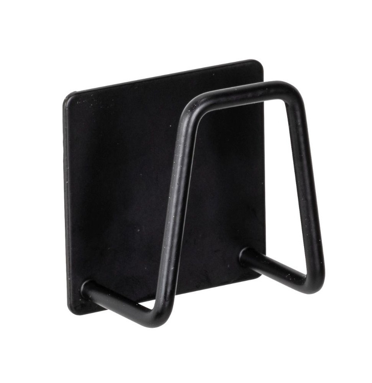 Självhäftande svamphållare i metall, UNIVERSAL HOOK, 5 x 5 cm, Svart i gruppen Förvaring / Badrumsförvaring hos SmartaSaker.se (42536)
