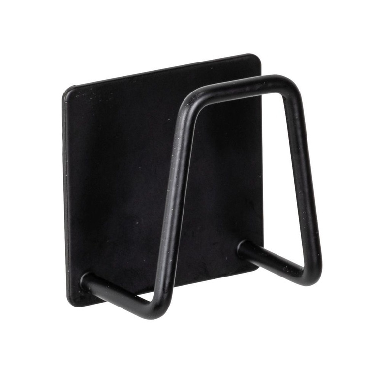 Självhäftande svamphållare i metall, UNIVERSAL HOOK, 5 x 5 cm, Svart i gruppen Förvaring / Badrumsförvaring hos SmartaSaker.se (42536)
