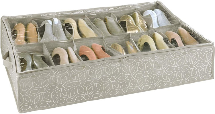 Skoförvaring under sängen, mjuk, BALANCE, 74 x 60 x H 15 cm, Beige i gruppen Förvaring / Garderobsförvaring / Skoförvaring hos SmartaSaker.se (42545)