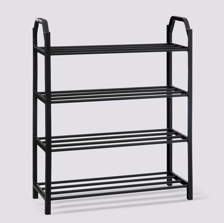 Skohylla för 8 par skor i metall och plast, SHOZY, 49,5 x 18,5 x H 64 cm, Svart i gruppen Förvaring / Hallförvaring / Skohyllor hos SmartaSaker.se (42554)
