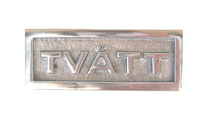 Skylt med ram, TVÄTT, 9 x H 3,5 cm, Exmez, Sandgjuten aluminium i gruppen Förvaring / Magneter och självhäftande / Skyltar och etiketter hos SmartaSaker.se (42625)