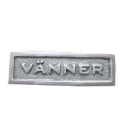 Skylt med ram, VÄNNER, 5 x H 1,8 cm, Exmez, Sandgjuten aluminium i gruppen Förvaring / Magneter och självhäftande / Skyltar och etiketter hos SmartaSaker.se (42626)