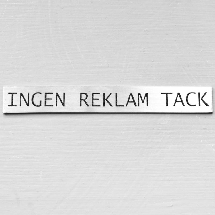 Skylt Rostfritt stål, INGEN REKLAM TACK, 10,2 x H 1,2 cm, Silver i gruppen Förvaring / Magneter och självhäftande / Skyltar och etiketter hos SmartaSaker.se (42629)