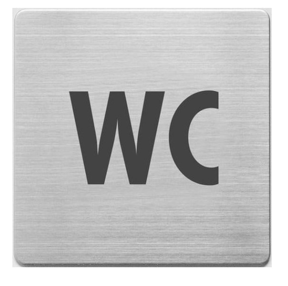 Skylt, Självhäftande Piktogram, WC, 9 x 9 cm, Rostfritt stål i gruppen Förvaring / Magneter och självhäftande / Skyltar och etiketter hos SmartaSaker.se (42636)