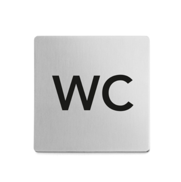 Skylt, Självhäftande, WC, 8, x 8 cm, Zack, Rostfritt stål i gruppen Förvaring / Magneter och självhäftande / Skyltar och etiketter hos SmartaSaker.se (42637)