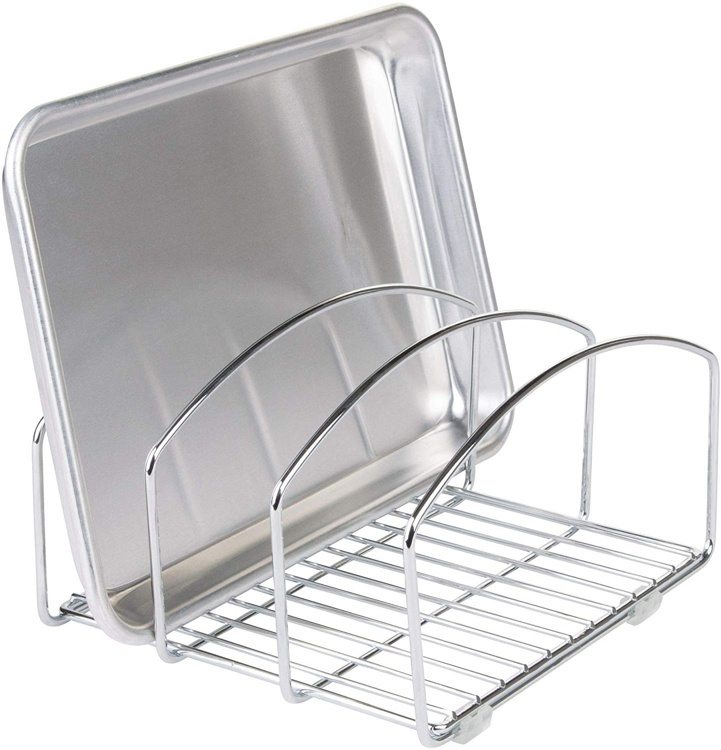 Skärbräde- & Brickförvaring, 3 Fack, CLASSICO, 21,6 cm x 25,4 cm x H 14,6 cm, Silver i gruppen Förvaring / Köksförvaring / Organisera köksskåp hos SmartaSaker.se (42643)