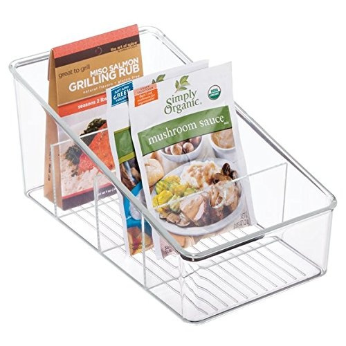 Sluttande Låda för kryddpåsar, bred, Fyra fack, COOKING PACKETS ORGANIZER, 15,2 x 26,7 cm, Transparent i gruppen Förvaring / Köksförvaring / Förvaringslådor och burkar hos SmartaSaker.se (42649)