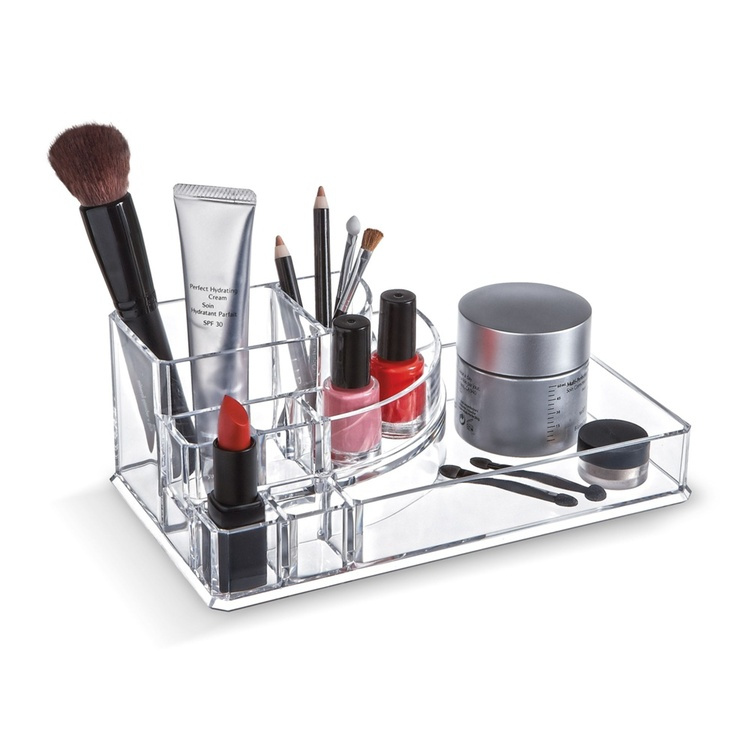 Sminkställ med bricka, LIVING MAKE UP ORGANIZER, 22,3 x 12,7 x H 8 cm, Klar akryl i gruppen Förvaring / Badrumsförvaring / Sminkförvaring hos SmartaSaker.se (42673)