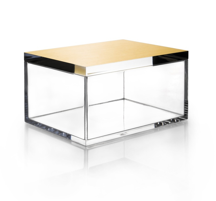 Smyckesask, Rektangulär, GOLD CHEST, 12 x 8,5 x H 7 cm , Klar / Gold i gruppen Förvaring / Sovrumsförvaring / Smyckesförvaring hos SmartaSaker.se (42689)