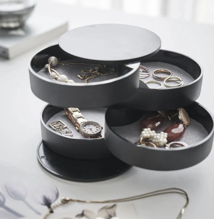 Smyckesask, TOWER ACCESSORIES TRAY, Yamazaki, Svart i gruppen Förvaring / Sovrumsförvaring / Smyckesförvaring hos SmartaSaker.se (42692)