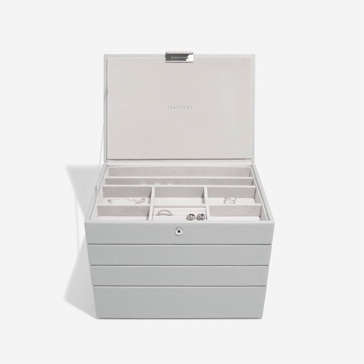 Smyckeskrin, 4 våningar, CLASSIC STACKERS, 25 x 18 x H 19,5 cm, Pebble Grey i gruppen Förvaring / Badrumsförvaring hos SmartaSaker.se (42708)