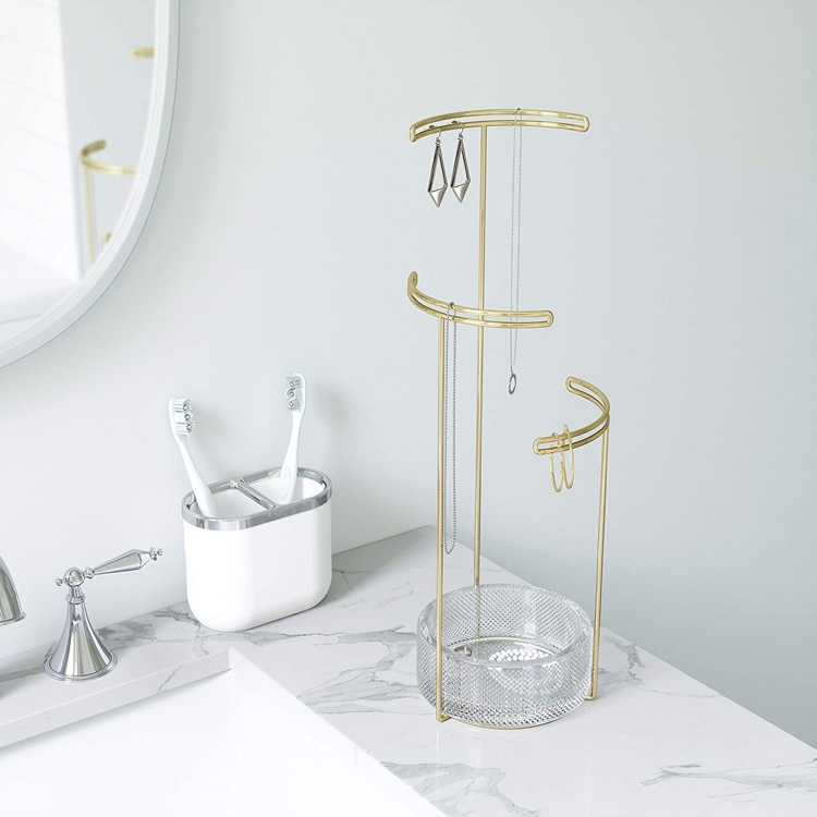 Smyckesträd, TESORA JEWELRY STAND BRASS, H 41,6 cm, Umbra, Guld / Klar i gruppen Förvaring / Sovrumsförvaring / Smyckesförvaring hos SmartaSaker.se (42717)
