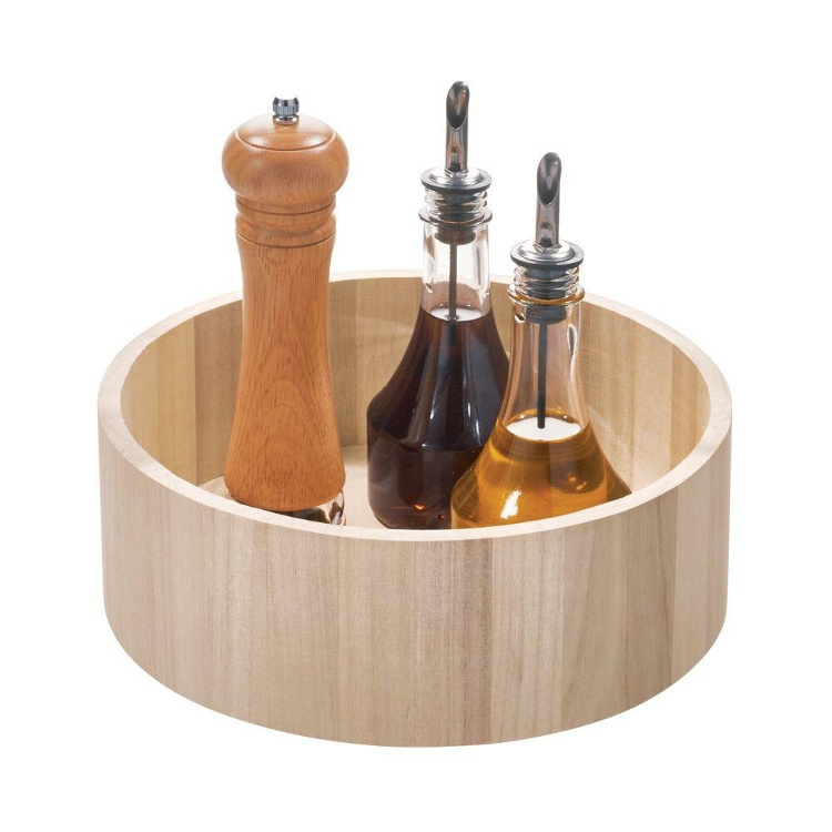 Snurrbricka i trä, Hög kant, PAULOWNIA ECO WOOD TALL TURNTABLE, Ã˜ 26,7 cm, Natur i gruppen Förvaring / Köksförvaring / Förvaringslådor och burkar hos SmartaSaker.se (42733)