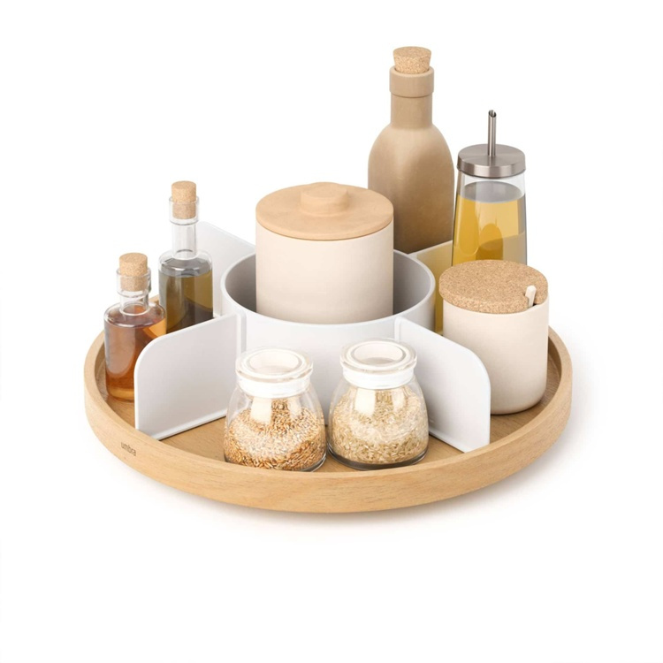 Snurrbricka trä, Med avdelare, UMBRA BELLWOOD LAZY SUSAN, Ø 30, Natur / Vit i gruppen Förvaring / Köksförvaring / Organisera köksskåp / Kryddställ hos SmartaSaker.se (42741)