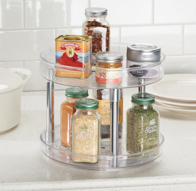 Snurrbricka, 2 våningar, LAZY SUSAN, Ã˜ 23 cm, Transparent i gruppen Förvaring / Köksförvaring / Organisera köksskåp / Kryddställ hos SmartaSaker.se (42744)