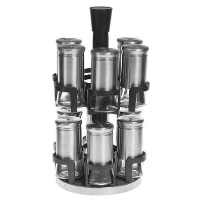 Snurrställ för Kryddor, 12 burkar, REVOLVING SPICE RACK, Ø 20 x H 34,2 cm , Grå / Silver / Klar i gruppen Förvaring / Köksförvaring / Organisera köksskåp / Kryddställ hos SmartaSaker.se (42754)