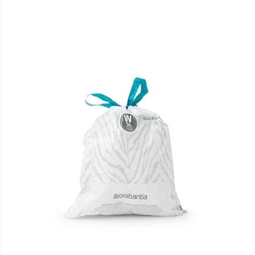 Soppåsar med dragband, 5 L, 10 st, BRABANTIA BIN LINERS CODE W, Vit / Blå i gruppen Förvaring / Städförvaring och sopsortering / Sopsortering hos SmartaSaker.se (42768)