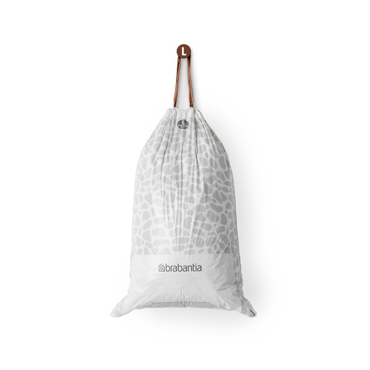 Soppåsar med dragband, Extra starka, 40 - 45 L, 20 st, BRABANTIA BIN LINERS CODE L, Vit / Brun i gruppen Förvaring / Städförvaring och sopsortering / Sopsortering hos SmartaSaker.se (42770)