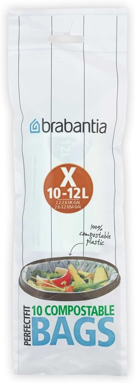 Soppåsar med dragband, Komposterbara, 10 -12 L, 10 st, BRABANTIA BIN LINERS CODE X, Vit / brun i gruppen Förvaring / Städförvaring och sopsortering / Sopsortering hos SmartaSaker.se (42771)