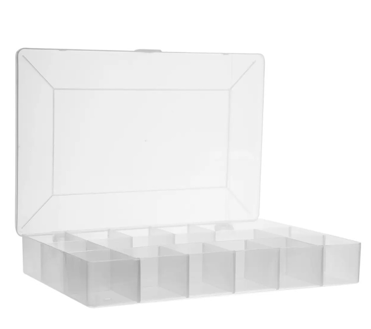 Sorteringsask med lock, 7 fack, DIY SMALL BOX, 17 x 11,8 x H 3,3 cm, Klar i gruppen Förvaring / Förvaringslådor hos SmartaSaker.se (42776)