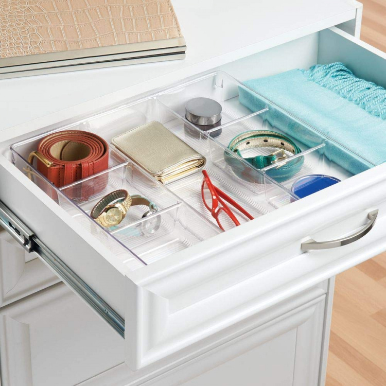 Sorteringsbricka för lådor, sju fack, 7 SECTION ORGANISER, 34,3 x 33 x H 5,7 cm, Klar i gruppen Förvaring / Garderobsförvaring / Sorteringslådor hos SmartaSaker.se (42778)