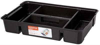 Sorteringsbricka med handtag, SISTEMA LARGE UTILITY TRAY, Large, 47,5 x 30 x H 9 cm, Svart i gruppen Förvaring / Förvaringslådor hos SmartaSaker.se (42779)