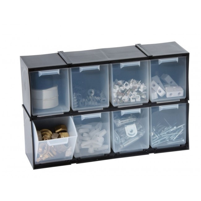 Sorteringslåda med 8 lutande lådor, TILT DRAWER CABINET, 32,5 x 9 x H 20,8 cm, Garland, Grå i gruppen Förvaring / Förråd- och garageförvaring hos SmartaSaker.se (42789)