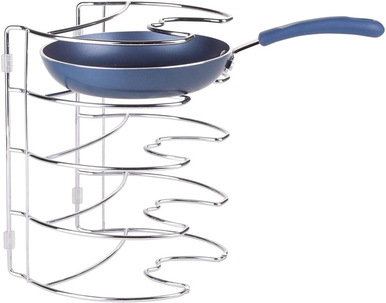Stekpanneförvaring, Vertikal / Horisontal, 4 fack, CLASSICO SKILLET ORGANIZER, Silver i gruppen Förvaring / Köksförvaring / Organisera köksskåp hos SmartaSaker.se (42814)