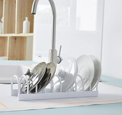 Ställ för assietter / små brickor, 10 fack, KITCHEN RACK, 24,5 x 7 x H6 cm, Vit i gruppen Förvaring / Köksförvaring / Organisera köksskåp hos SmartaSaker.se (42865)
