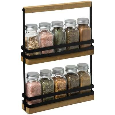 Ställ med Kryddor, 10 burkar, SLIM SPICE RACK, 22 x 4,7 x H. 29,5 cm, Svart / Natur i gruppen Förvaring / Köksförvaring / Organisera köksskåp / Kryddställ hos SmartaSaker.se (42884)