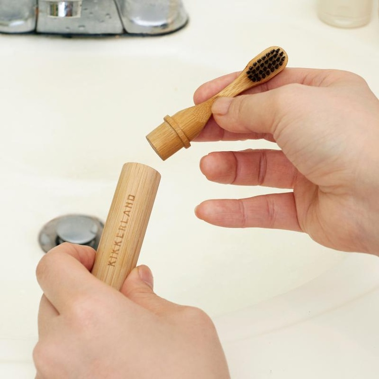 Tandborste med fodral, Bambu, ON-THE-GO, Natur i gruppen Förvaring / Badrumsförvaring hos SmartaSaker.se (42917)
