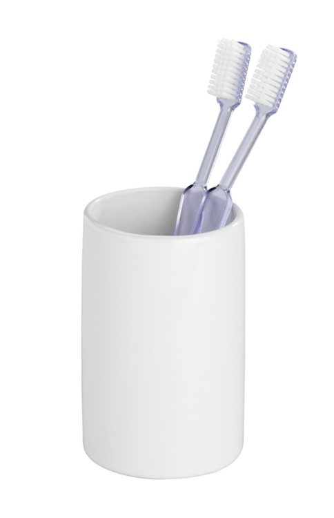 Tandborsthållare / mugg, Keramik, POLARIS, Ø 7 x H 11 cm, Vit i gruppen Förvaring / Badrumsförvaring hos SmartaSaker.se (42920)