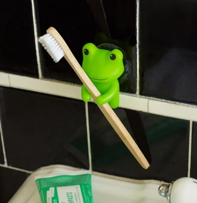 Tandborsthållare med sugproppsfäste, FROG, 4 x 5 x H 6 cm, Grön i gruppen Förvaring / Badrumsförvaring hos SmartaSaker.se (42929)