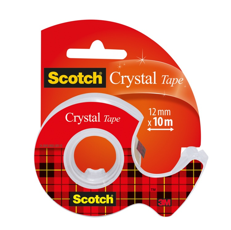 Tejp med hållare, Kristallklar, SCOTCH CRYSTAL, 1,2 cm x 10 m, Klar i gruppen Förvaring / Kontorsmaterial hos SmartaSaker.se (42943)