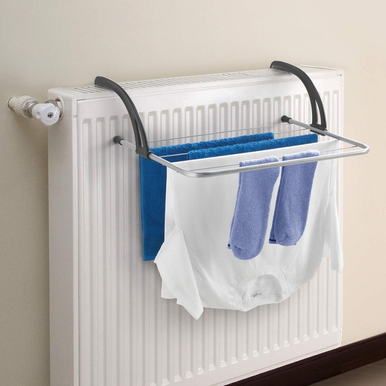 Torkställning för element, över dörr & balkong, FAVONIO, 3 m, Silver / Svart i gruppen Förvaring / Tvätt och tork / Torkställningar hos SmartaSaker.se (42984)